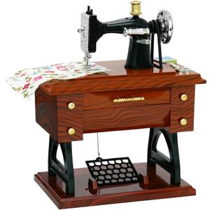 Sewing Machine Mini Music Box, Vintage Sewing Music Box Clockwork Home Crafts Table Desk Decoration Birthday Gift