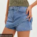 EMMIOL Women Denim Skort Skirt Stretchy Mid Waist Y2K Sexy Mini Skirts Dressy Casual Jean Skorts (Blue, L)
