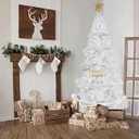 MKSY 7FT Artificial Christmas Tree, Full Premium Hinged Artificial Pine Tree with 1020 Branch Tips Metal Stand for Outdoor & Indoor (White)