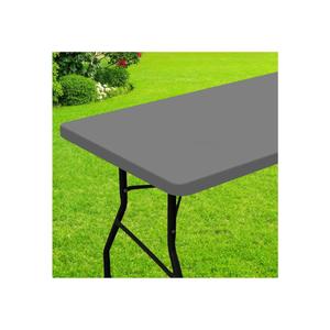 Smiry Rectangle Picnic Table Cloth, Waterproof Elastic Fitted Tablecloths for 5 Foot Tables, Washable Polyester Table Cover for Camping, Indoor and Outdoor (Grey, 36"x60")