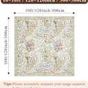 10x10 Square Area Rug Living Room: Boho Floral Washable Mat for Dining Room Bedroom Office High Traffic Area Soft Non Slip Low Pile Indoor Carpet for Vintage Farmhouse Home Decor (10ft Square, Beige)