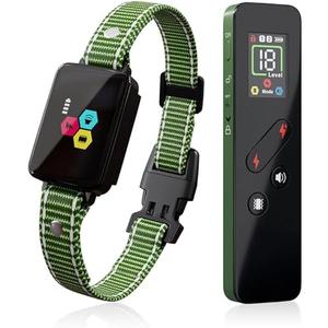 Cat Training Collar Cat Bark Collar with Remote Electric Cats Shock Collar 3300FT IP67 Waterproof 3 Training Modes Beep Vibration Shock Mode Top Meowing Effective for Bad Behavior Army Green