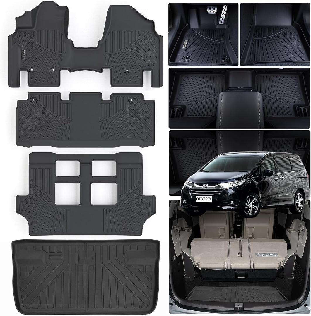 Floor Mats & Cargo Liners for 2011-2017 Honda Odyssey, TPE All Weather Protection Car Floor Liners with Trunk Mat Accessories