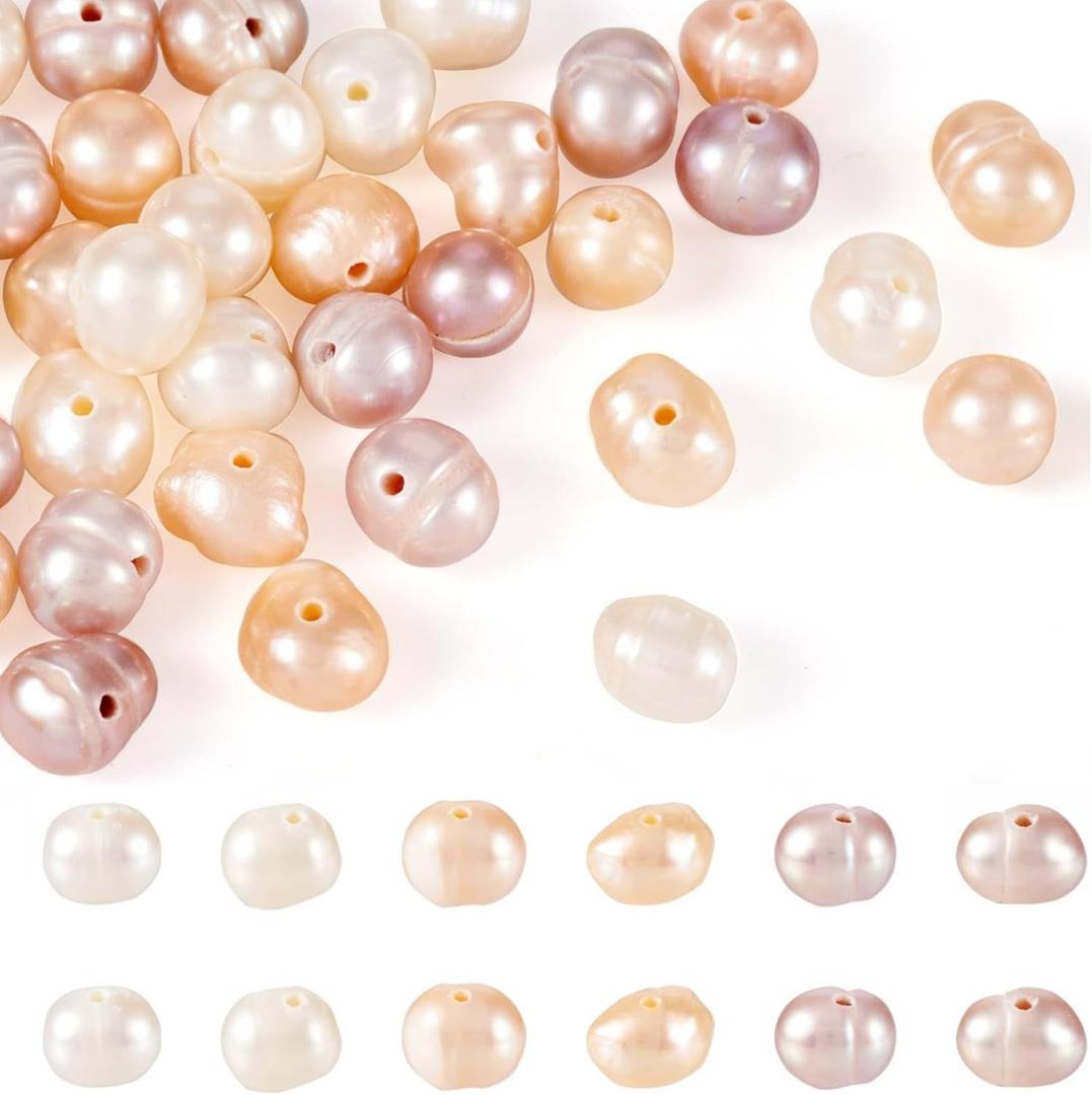 45 Pcs Natural Pearl Beads 4-7mm Natural Cultured Freshwater Pearl Beads Baroque Pearl Beads Irregular Genuine Pearls Beads for Bracelets Necklace Earrings Anklets Jewelry Making (0Mixed Colors-Potato)