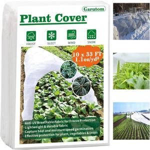 Plant Covers Freeze Protection 10ft x 33ft 1.1 oz Frost Cloth Plant Freeze Protection, Frost Blankets for Outdoor Plants Winter or Floating Row Covers Shade Cloth for Gardens, Vegetables