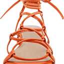 PiePieBuy Womens Lace up Square Toes Flat Sandals with Ankle Strap Summer Criss-Cross Gladiator Shoes (7.5, 1-snake Print)