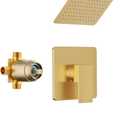 Shower Faucet Set, Gold Tub Shower Faucet with All-Metal 8-Inch Rainfall Showerhead and Bathtub Spout, Single-Handle Tub Shower-Trim Kit with Valve, Brushed Gold
