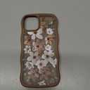 GVIEWIN Cute for iPhone 14 Case & iPhone 13 Case [Compatible with MagSafe] [Curly Wave Edge] Floral Translucent Magnetic Shockproof Protective Phone Cover for iPhone 14/13 6.1'', Dogwood/Brown
