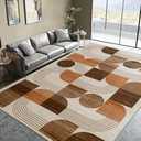 QDUIDU Large Machine Washable 6x9 Area Rug, Soft Modern Geometric Abstract Orange Rugs for Bedroom Living Room, Non-Shedding Faux Wool Indoor Throw Floor Carpet for Office Entryway Dining Room Decor