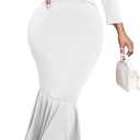 Mermaid Style Dress for Women Sexy Fishtail Dress Cocktail Wedding Guest Dress Wear to Work Dresses Business Church Outfits (White, M)