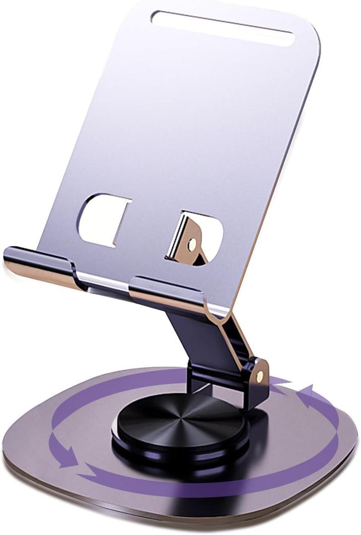 Metal Cell Phone Holder, Adjustable Viewing Angle, Works with All Smartphones and Tablets for Desk, Office, Home and Kitchen
