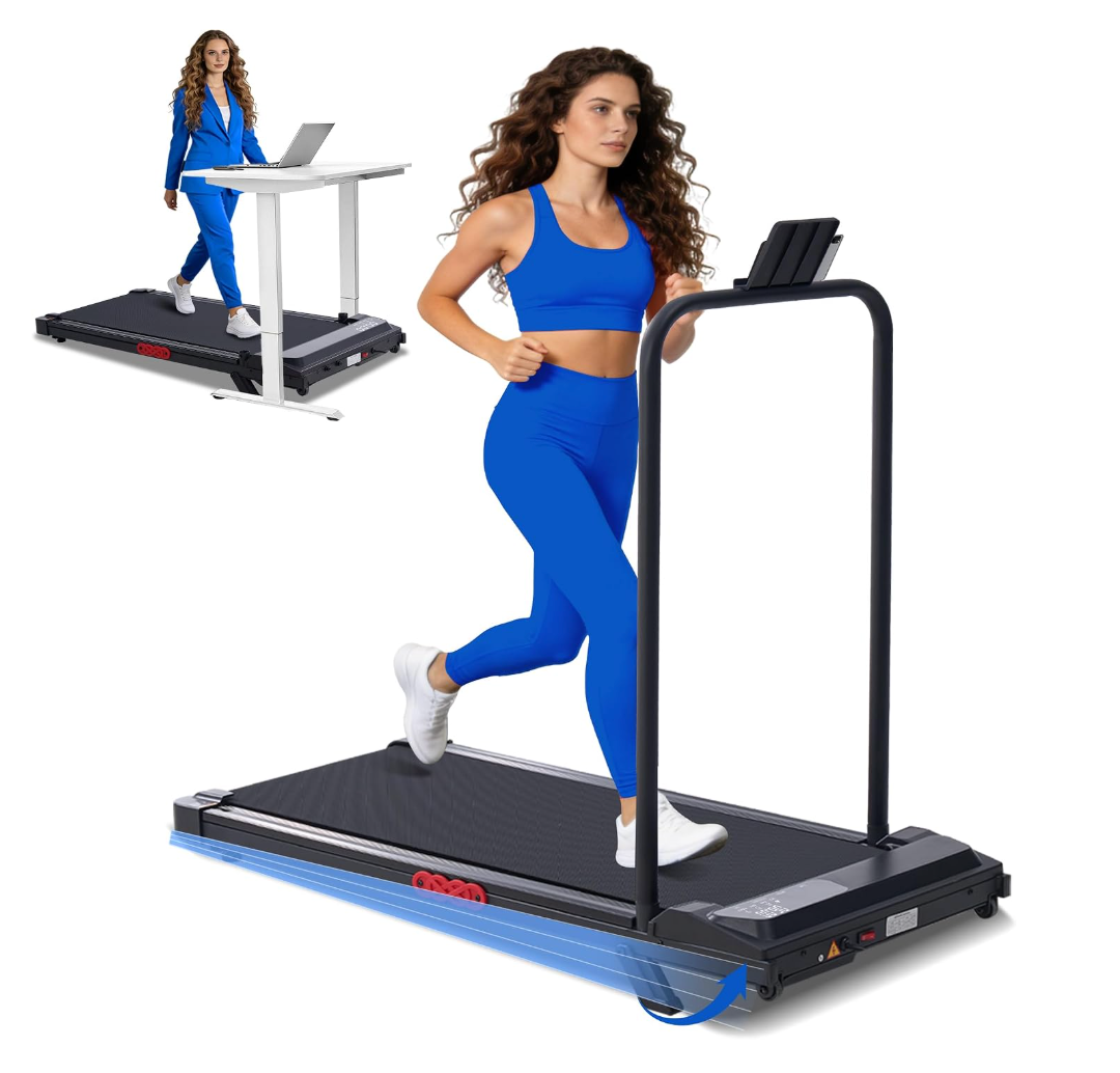 SUOUER Portable Walking Pad Treadmills for Home with Handle Bar & Incline