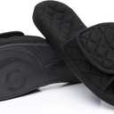Git-up Womens Open Toe Adjustable Memory Foam Slip On Indoor House Slippers,Orthotic Slippers with Arch Support for Plantar Fasciitis All-Day Comfort, Gift (11-12, Black)