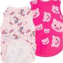 CuteBone Dog Shirts 2-Pack Soft Pet Clothes Breathable Summer Vest for Small Puppy and Stretchy Cat Apparel 2BX09M (Medium, Pig&unicorn)