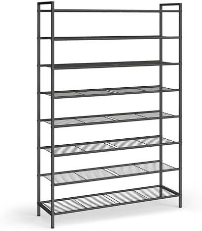 SONGMICS 8-Tier Metal Shoe Rack, Vertical Shelf, Holds up to 40 Pairs | Space Saving and Heavy Duty Shoe Organizer for Closet, Entryway, Garage, Small Spaces, Black, DAVIAN Collection ULMR048BP01