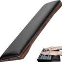 Keyboard Wrist Rest with Memory Foam Anti-Slip Rubber Base Ergonomic Wooden Wrist Rest for Mechanical Keyboard Durable and Easy to Clean for Gamer Staff (Walnut)