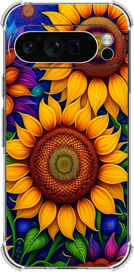 Case for Pixel 9 Pro XL,Beautiful Sunflowers Drop Protection Shockproof Case TPU Full Body Protective Scratch-Resistant Cover for Google Pixel 9 Pro XL