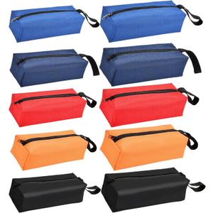 10 Pack Canvas Tool Pouch of 2 Sizes, Versatile Zippered Tool Bags Waterproof Oxford Cloth Tote Bags with Zipper, Heavy Duty Tool Organizer for Multipurpose Storage, 5 Colors