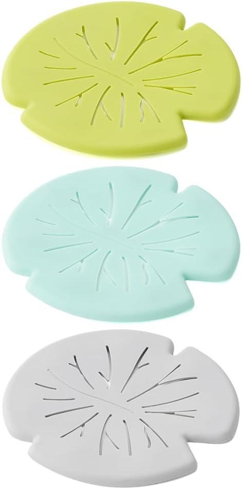 3Pcs Silicone Drain Hair Catcher,JCSMARTEC Leaves Kitchen Bathroom Shower Sink Strainer Hair Trap Stopper Cover
