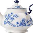 Bone China European Style Floral Ceramic Teapot - 45oz, Perfect for Tea Sets, Loose Tea, and Parties