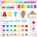 2 x 241 Pcs 3D Art Classroom Bulletin Board Decorations Art Brings Out Your Best Colors Bulletin Board Set Rainbow Heart Cutouts for Preschool Elementary Wall Chalkboard Decor Back to School Supplies, 13.4"L x 10.6"W