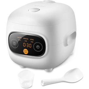 COMFEE' Mini Rice Cooker 4 Cups Cooked/2 Cups Uncooked, Portable Non-Stick rice maker, 24 hours Timer Delay, 6 Functions, Fast Cooker, Brown Rice, Oatmeal, White