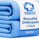 Vakly XL Washable Underpads 36" x 54" [2 Pack] Reusable Waterproof Bed Pads with Absorbent 4-Layer Protection, Large Incontinence Underpads for Bed, Sofa & Mattress, Adults, Seniors, Kids & Pets