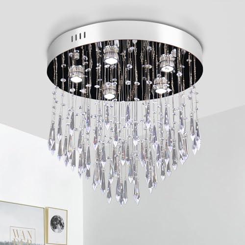 Modern Crystal Chandelier Lighting K9 Ceiling Chandeliers Lights Jewel Droplets Flush Mount Ceiling Light for Dining Room Living Room Hallway