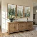 Large Framed Green Forest Landscape Wall Art for Living Room, 24x36 Inch, 24" W x 36" H x 3Pcs