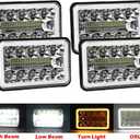 4PCS 4X6 Inch LED Halo Headlights Sealed Beam DRL Turn Light Compatible With Chevy Suburban C10 C20 K10 K30 K5 Blazer (1981-1987) H4651 H4642 H4652 H4656 H4666 H4668 H6545 Replacement