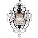 FLSFU Modern Mini Crystal Chandelier,Iron Bronze Crystal Light Fixtures Ceiling Mount 1 Light Small Chandeliers for Bedroom Elegant Hanging Lighting for Girls Room Dining Room Closet Kitchen Island