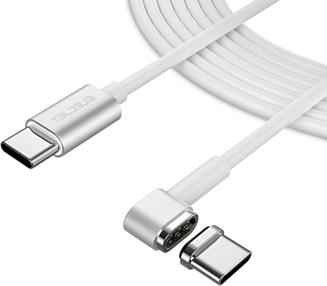 Elecjet Magnetic USB C to C Charging Cable for MacBook Pro Air, iPad Pro, 87W PD Fast Charger for iPhone 16 Pro Max, Samsung Galaxy S24 Ultra, Pixel 9 Pro XL, Moto G, Dell XPS, Type C Device, 6.6ft