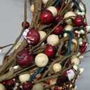 Red Co. 22” Light-Up Christmas Wreath with Red and Cream Pip Berries, Battery-Operated LED Lights with Timer
