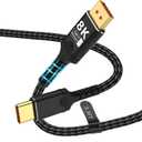 Herfair Displayport to USB C - Bidirectional USB C to DisplayPort 1.4 Cable Support 8K@60Hz Resolution Braided Thunderbolt 4 Compatible with MacBook Pro/Air, Galaxy S25, iPad Pro, XPS 17, 3FT