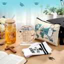 5 Pcs Graduation Gifts Set for Her Class of 2026 Congrats Grad Gift with Makeup Bag Sock Keychain Coffee Glass She Went to Change The World Positive for Senior High Friend Roomate Women Sister