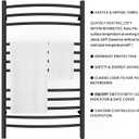 HEATGENE Towel Warmer Wall Mount Electric Plug-in/Hardwired Heated Towel Rack, 4-Supports Matte Black