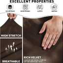 MAXIJIN Velvet 4 Piece Recliner Cover Stretch Plush Soft Recliner Chair Covers Thick Soft Reclining Chair Slipcovers Furniture Protector with Side Pocket for Kids, Pets (Recliner,Dark Coffee)
