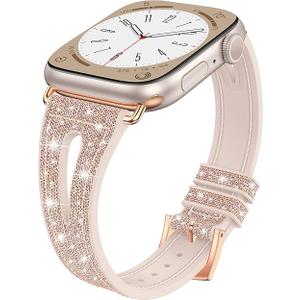 Goton Bling Silicone Band for Apple Watch 45mm 44mm Series 11/10/9/8/7/6/5/4/SE 3/2/1, Soft & Breathable Glitter Strap for Women, Stylish, Adjustable, Comfortable Fit, Sparkle