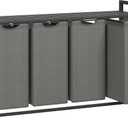 VASAGLE Laundry Hamper, Laundry Basket, Laundry Sorter with 4 Pull-Out and Removable Bags, Shelf, Metal Frame, 4 x 10.6 Gallons (40 L), 45.7 x 13 x 28.4 Inches, Slate Gray and Charcoal Gray UBLH401G01