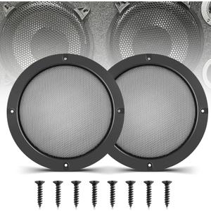 NuIth 6.5 Inch Metal Mesh Round Speaker Grill Cover, Universal Radio Speaker Grills Decorative for Car Speaker Mounting Home Audio DIY, Mesh Subwoofer Grill Horn Guard Protective Case W/ 8PCS Screws