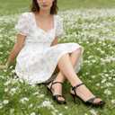 JOY IN LOVE Kitten Heels for Women Open Toe Ankle Strap Low Heel Sandals Party Wedding Dress Shoes Black Patent US7
