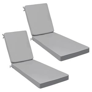 AAAAAcessories Outdoor Chaise Lounge Cushions, Fade-Resistant, Waterproof Patio Furniture Replacement Cushions, 72" x 21" x 3", Set of 2, Gray