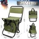Jerify 2 Pcs Fishing Chair with Cooler Bag Multi-Function Foldable Compact Fishing Stool Hunting Chair Portable Backrest Stool with Folding Backpack for Finishing Camping Hunting Travel (Green)