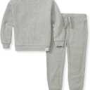 Burt's Bees Baby baby-boys Shirt and Pant Set, Top & Bottom Outfit Bundle, 100% Organic Cotton (3T, Heather Grey Thermal)