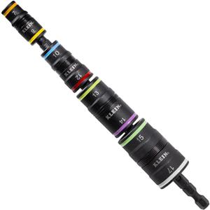 Klein Tools 32934M Impact Driver, 8-in-1 Metric Socket Set, 4 Flip Sockets with 7, 8, 10, 12, 13, 14, 15 and 17mm Nut Driver Sizes, Impact Rated 6-1/2-Inch Shaft