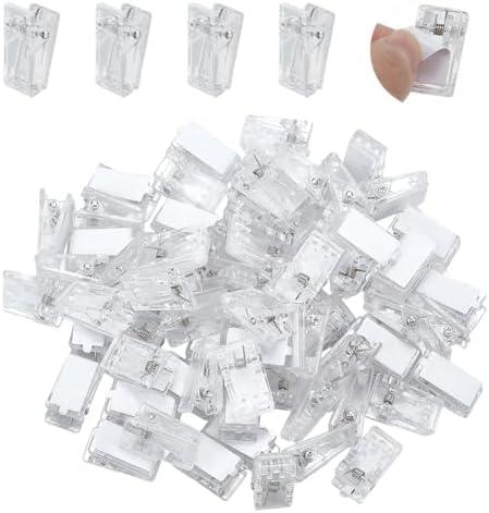 CRAFTYMELODY 46Pcs Self Adhesive Clips Acrylic Transparent Tapestry Wall Clip Rectangle Sticky Hanging Spring Photo Poster Display Small Hanging Spring for Office Home Picture Halloween Decorations