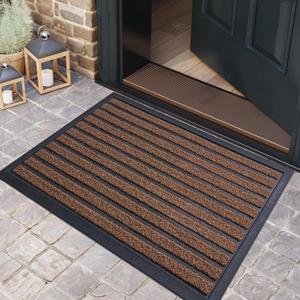 Front Door Mat, Dirt Trapper Outdoor Welcome Door Mat, All-Weather Doormat, Outdoor Door Mats, Sturdy Non Slip Blacking, Easy Clean Entryway Mat, Coffee, 29x17