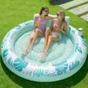 SLOOSH Inflatable Tanning Pool Lounger Float, 72" x 56" Pool Floats Adult with Pillow, 4 in 1 Round Suntan Tub Raft Floatie,Sunbathing Bed Lounge for Water Blow Up Ball Pit Party Gifts, Cyan