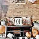 RABUSOFA Halloween Pillow Covers 20x20 inch Set of 2 Pumpkin Ghost Bat Decorative Throw Pillow Horror Floral Wildflowers Couch Cushion Case Decorations for Sofa Bedroom Living Room Home Decor (Multicolor)