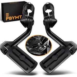 PBYMT Highway Pegs Long Angled 304 Stainless Steel, Highway Footpegs Footrest Fit For 1''&1.25''(25/32mm) Crash Bars Compatible with Harley Davidson Touring Road Glide Road King Street Glide, Black